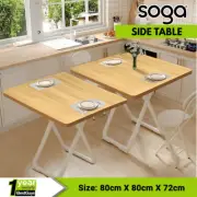 SOGA 2X 80cm Modern Square Table with White Legs Wood Color