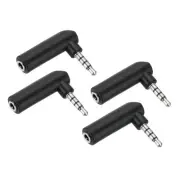 3.5mm Male to Female Audio Connector 4Pcs Right Angled Jack Adapter Black/Silver