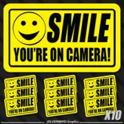 10 pack smile you're on camera sticker video security warning CCTV alarm decal