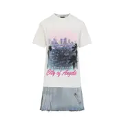 [Balenciaga] Balenciaga-Light Blue Layered Cotton Mini Dress-Donna 34 FR