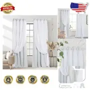 Elegant 95-Inch Greyish White Sheer Curtains - Set of 2 Drapes for Living Room