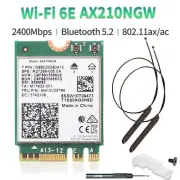 Intel AX210 AX210NGW Wi-Fi 6E NGFF M.2 WiFi Card BT 5.2 with I-PEX4 wifi Antenna