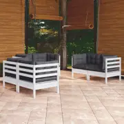 6 Piece Garden Lounge Set with Cushions Solid Pinewood vidaXL