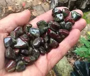 50 x DRAGON BLOOD JASPER POLISHED SMALL TUMBLE STONES 12mm - 14mm - ID CARD
