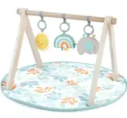 Ingenuity: ity Sun Valley Wooden Toy Arch & Play Mat, Foldable A-Frame Bar with