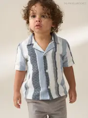 Angel & Rocket White Enzo Mini Jacquard Stripe 100% Cotton Shirt (F89023) | $46 - $51