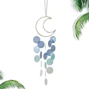 Sea Wind Chimes, Moon Style Seashell Wind Chimes Boho Coastal Style, Blue Shells Moon Wind Chime for Home Roomfor Outside Garden Yard Patio Balcony Porch