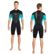 Nevenka 2mm One Piece Short Sleeve Thermal Swimsuit for men-Green