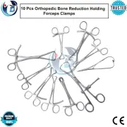 Set of 10 Pcs Orthopedic Bone Reduction Holding Forceps Clamps Surgical