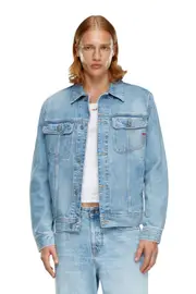 [Diesel] Diesel - Regular-fit trucker jacket - Denim Jackets - Man - Blue L Blue