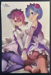 Ram & Rem Re:Zero Anime Glossy Poster 16x11 Anime Isekai Fantasy Waifu Doujin