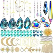 370 Pcs Crystal Suncatcher Kit, DIY Hanging Chandelier Crystal Parts with Pliers, Glass Beads and Accessories, Rainbow Light Prism Maker, Ideal for Home, Office, Wedding, and Party Decor