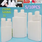 5/10X Plastic Twin Chamber Bottle 500ml 1L &Tamper Evident Cap Liquid Graduated