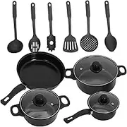 VERDANVERSE 7Pcs Cast Iron Cookware Set Nonstick Frying Pans Skillets with Transparent Lids for Comfortable Cooking Kitchenware for High Temperature Cooking