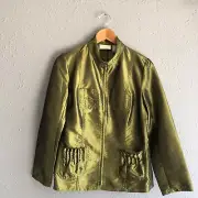 Chicos Crinkled Shiny Green Jacket Womens Full Zip With Tags (Size 0) Small 4