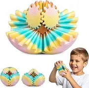 Gear Ball Fidget Toys for Kids Adults 3D Printed Stress Relief Gearsphere Blocks for Anxiety Office Desk Christmas Stoking Stuffers Easter Basket Fillers Birthday Gifts (Golden Sunrise,2.5 Inch)