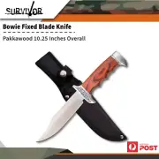 Survivor Hk-783 Wooden Handle Fixed Blade Knife 10.25 Inches Overall W Sheath