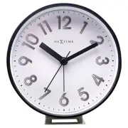 NeXtime White Reflect 12.5x13cm Plastic Desk Alarm Clock Analogue w/ Night Light