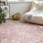 Dusty Pink Rug Soft Allover Distressed Bedroom Carpet Kids Rug Non Slip 160x230