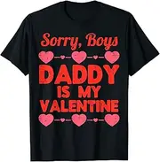 [X.Style] Daughter Sorry Boys Daddy is My Valentine Baby Girl Toddler ds241 T-Shirt (XL) Black