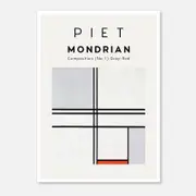 Galrie Piet Mondrian Composition No. 1 Gray-Red Art Print for Modern Decor, Poster Only, A4 21 x 30cm (8 x 12inch)