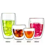 150/250/350/450ML DOUBLE WALL GLASS BOROSILICATE CUP CLEAR