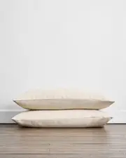 Oatmeal & White Stripe 100% French Flax Linen King Pillowcases (Set of Two)