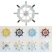 Beach Wooden Boat Ship Steering Wheel Wall Accent Wall Hanging Door Hanging Ornament Wall Decor Home Decoration 2828CM