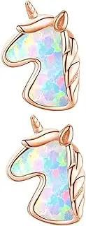 [OATIPHO] Unique Australian Opal Stud Earrings Rose Gold Design Comfortable Material for Girls Fashion and Selfie Props