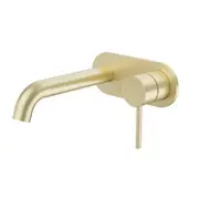 Caroma Liano II Wall Basin / Bath 175mm Mixer - Rounded Cover Plate -(Body & Trim) - Lead Free Brushed Brass 96345BB6AF
