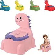 Dinosaur Potty Training Seat - Comfortable Toddler Potty Toilet Seat with Non-Slip Mat, Backrest & Soft Lid, Portable Potty Training Chair for Boys & Girls 1-6 Years, Safe Toddler Potty Chair(Pink)
