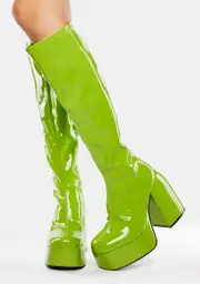 [Daisy Street] Green Patent Platform Boots