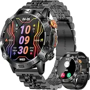 PODOEIL Military Smart Watch for Men with Bluetooth Call, 1.43" HD AMOLED Screen Fitness Tracker with Health Monitor Sleep Monitor, 100+ Sport Modes Smartwatch for Android iOS YL