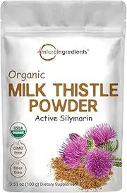 Maximum Strength Organic Milk Thistle Extract, 3.5 Ounces (100 Grams), Pure Milk Thistle Powder Organic, Contains 80% Active Silymarin, Strongly Supports Liver Health and Antioxidant, Vegan Friendly