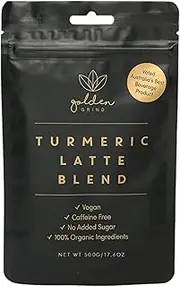 Golden Grind Turmeric Latte Blend 500g (200 serves). 100% organic, vegan, gluten-free, caffeine-free, no added sugar. A healthy alternative to coffee, decaf coffee, sugary chai lattes & hot chocolate…