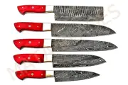 5 PCS HANDMADE DAMASCUS STEEL CHEF KNIFE SET KITCHEN KNIVES CHEF SET full tang
