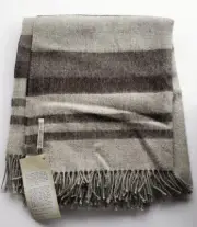 Alicia Adams 100% Alpaca Throw Tonal Gray and Brown Striped – Ret. $500 - NEW