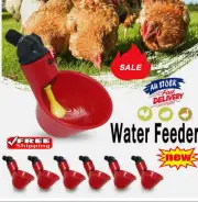 1~24x Automatic Cups Water Feeder Drinker Chicken Waterer Poultry Chook Bird PB