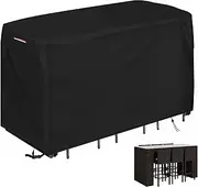 Loenel Outdoor Bar Height Dining Set Cover, Heavy Duty Waterproof Patio Bar Height Table and Chair Cover for Rectangular 76"L Tall High Furniture Set - 76"L x 34"W x 42"H