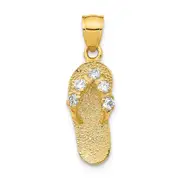 14k Yellow Gold 3D April/CZ Birthstone Flip Flop Pendant