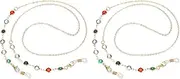 [uxcell] Eye Glasses Holders Around Neck, Gold Crystal Beads Eyeglasses Strap Fashion Stylish Beaded Lanyard Glasses Chain for Women Sunglasses Old Lady Glass, 2 Pcs