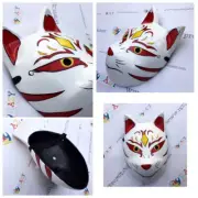Face mask Rare !! Wooden Mask Cosplay Kitsune Fox Red ear Mask DHL Express