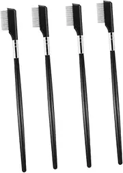 ADOCARN 4pcs Metal Eyelash Brush Set Stainless Steel Lash Comb Separator Tool Eyelash Grooming for Extensions