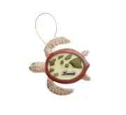 Turtle with Hawaiian Islands Shell - Wooden Hanging Ornament