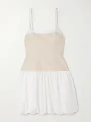 [SIMKHAI] SIMKHAI - Fifi Linen-blend And Gathered Cotton-blend Poplin Mini Dress - Beige - US6 US 6 Neutrals
