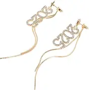 [PLAFOPE] Number Pendants Earrings Thrilez Alloy Earrings Trendy Tassel Earrings for Women Party