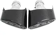 1 Pair Stainless Steel Carbon Fiber Exhaust Muffler Compatible For Audi A4 A5 A6 A7 RS4 RS5 RS6 RS7 Tail Tip Tipe Throat Car Accessories S(Style B With logo)