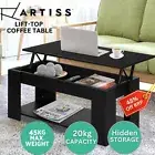 Artiss Coffee Table Lift Up Top Hidden Storage Space Laptop Table Shelf Black