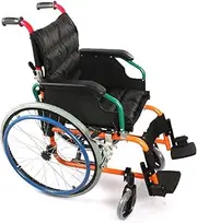 Wheelchair Foldable Wheelchair for Kids Lightweight Self Propelled Wheelchair W/Detachable Soft Cushion Adjustable Pedal Transport Wheel Chair for Children Driving Trolley