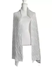 Vince Camuto Womens White Metallic Silver Chevron Stripe Scarf Wrap #2076